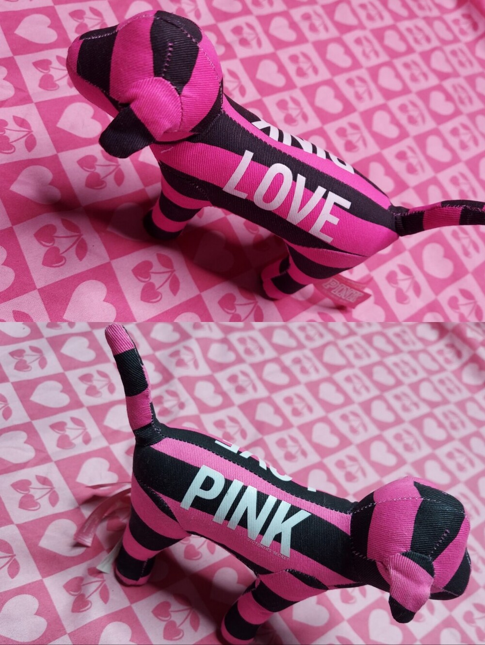 Y2K Victorias Secret PINK Dog Black & Hot Pink Plush
